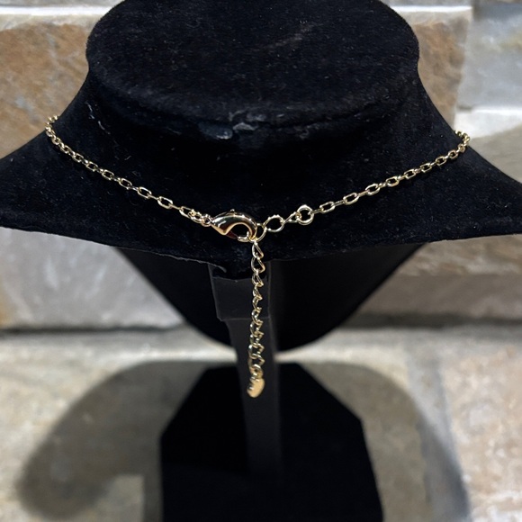 Gold Chain necklace with a designer logo Crystal heart charm - Picture 4 of 5